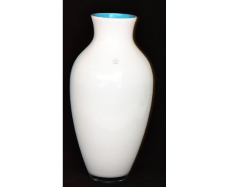 A large contemporary Italian Murano glass vase by C.Nason of shouldered ovoid form with flared collar neck, cased in clear cr