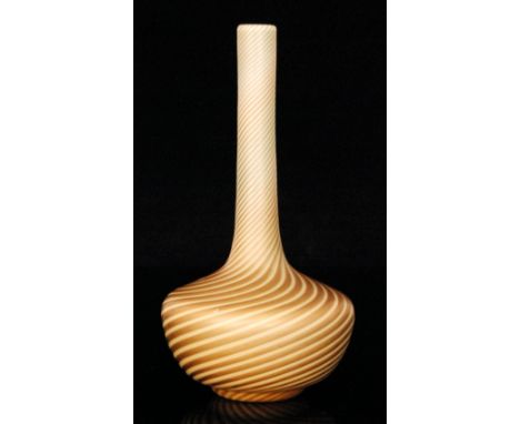 A late 19th Century Stevens & Williams Verre de Soie vase of low shouldered form with tall slender neck, cased in a graduated