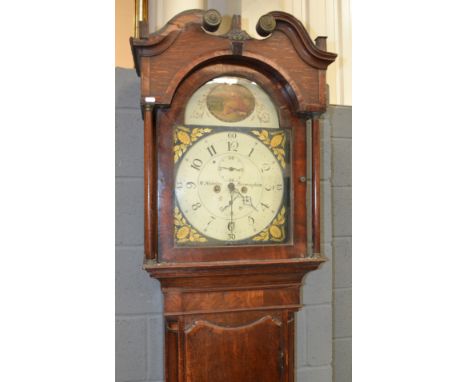 A 19th Century oak and mahogany crossbanded longcase clock by W Nicholas Birmingham with eight day striking movement and pain