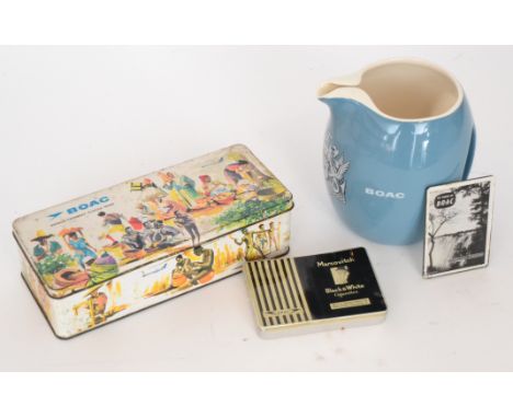 British Overseas Airways Corporation (BOAC) - Four pieces of advertising memorabilia to include a Wade PDM water jug, a 'Blac