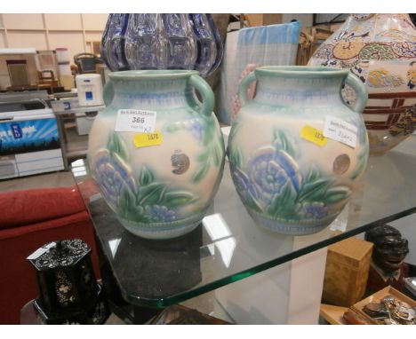 pair of crown devon double handled vases