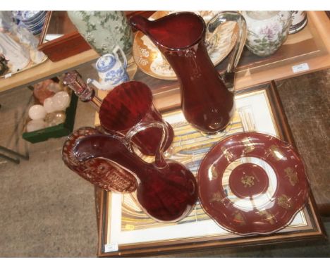tray of ruby glassware