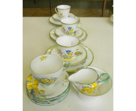 A SHELLEY BONE CHINA FLORAL TEA SERVICE, PATTERN 12204