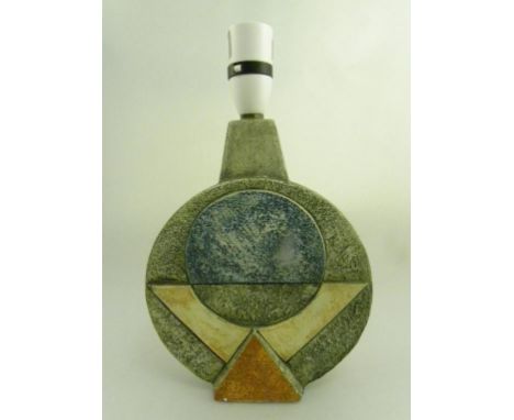 A TROIKA MEDIUM WHEEL LAMP BASE, PAINTED MARK INCLUDING DECORATOR'S INITIALS OF SIMONE KILBURN, 1975 - 77