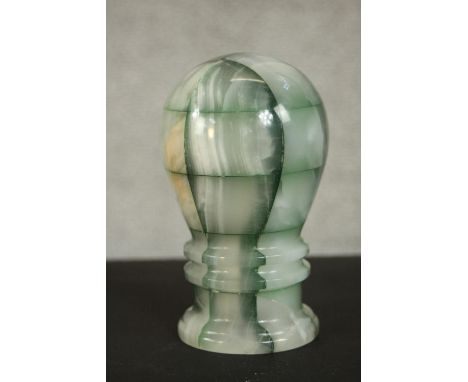 A vintage dyed agate mosaic balloon form table light. H.13 Dia.8cm. 