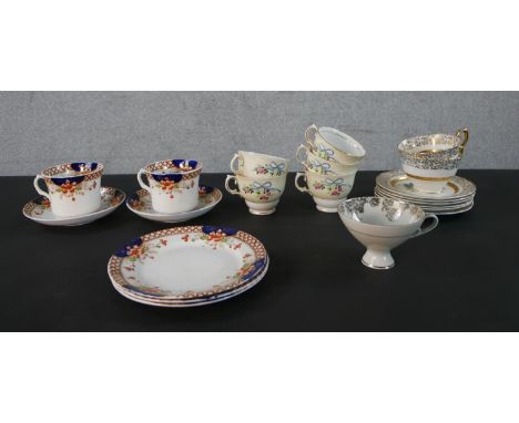 A collection of early 20th century tea cups and saucers, various patterns and makers. (21 pieces) 