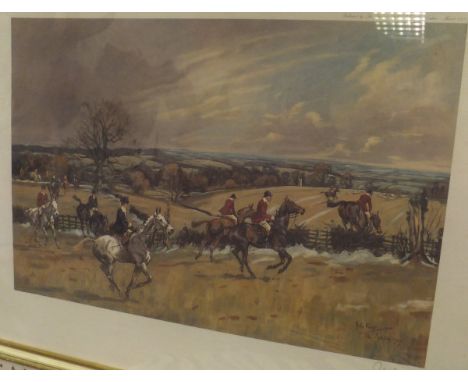 AFTER JOHN KING "The Pytchley 1969", a hunting scene colour print, signed in pencil