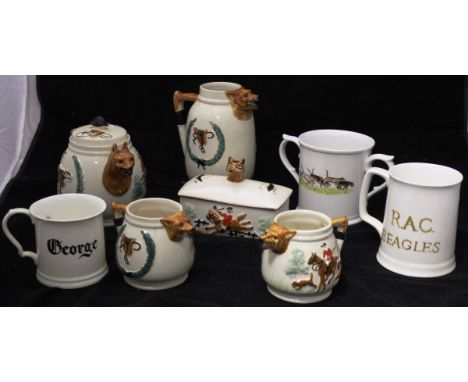 A Price Kensington teawares part tea set the teapot spout desorated as a foxhead and the handle as a fox tail with body decor