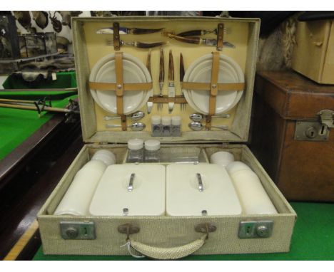 An Army and Navy picnic set in case CONDITION REPORTS Hamper measures 49cm x 35cm x 16cm.  Case itself is scuffed in various 