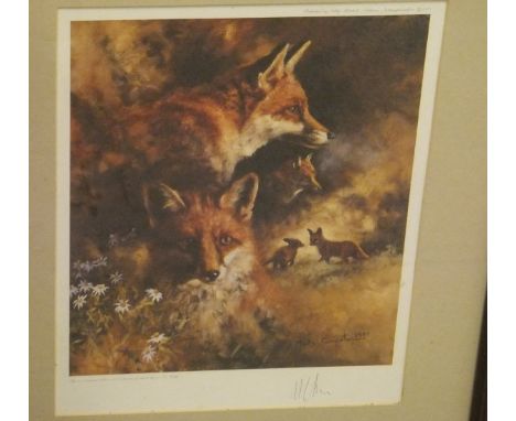 AFTER MICK CAWSTON "Study of fox", limited edition colour print No'd. 225/850, signed in pencil lower right, together with tw