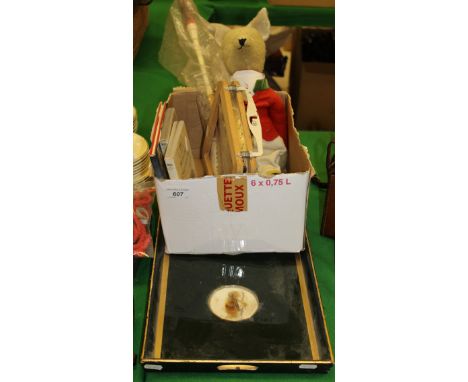 A box containing "Hunting by Ear - The Sound Book of Foxhunting" by MICHAEL F BERRY and D W E BROCK, complete with 45 rpm EP 