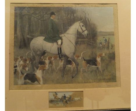 AFTER FRANK STONELAKE "The Duke of Beaufort with Hounds", colour print, signed by the artist and the Duke 