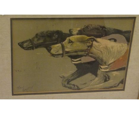 AFTER CECIL ALDIN "Greyhound Racing" chromolithograph together with a framed and glazed limited edition print "Mr. Frisk jump
