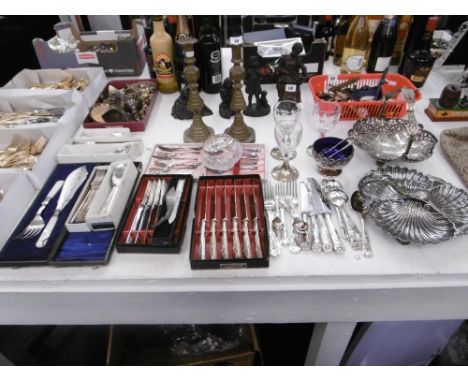 QTY OF SILVER PLATED FLATWARE ETC.