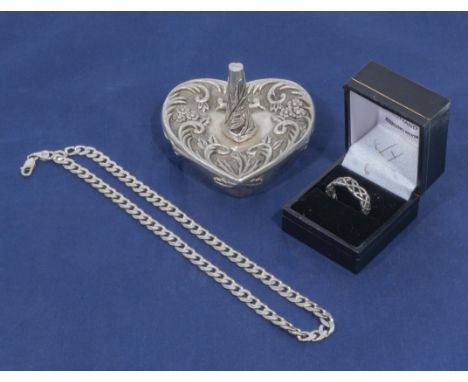 A silver locket and chain
