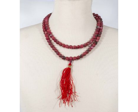 A complete rose jade full mala