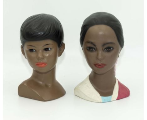 A pair of vintage 1940/50's Ceylon Tea shop window displays depicting a boy and girl, 9 inches high