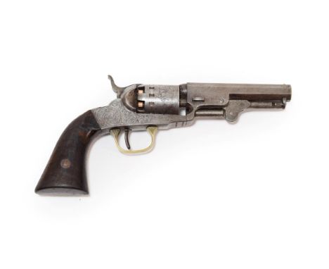 A London Pistol Company Six Shot Single Action Percussion Revolver, the 10cm octagonal steel barrel stamped with maker's name