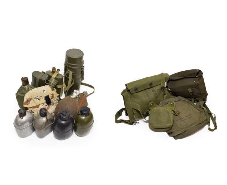 A Quantity of Militaria, including a US M9 gas mask and bag, a US M17 gas mask and two bags, a US waxed canvas pouch, a Germa