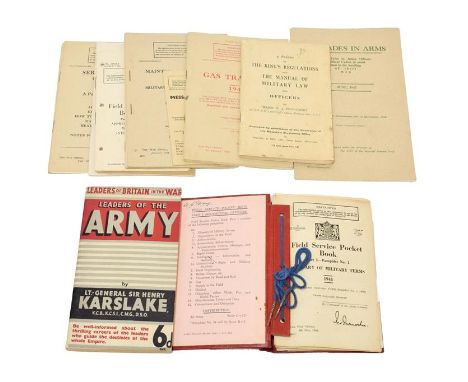 A Collection of Second World War Military Instruction Manuals, comprising a book - Leaders of Britain in the War by Lt.Genera