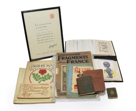 An Album of Approximately Fifty First World War Period Postcards, mainly colour printed, some real photographic, including hu