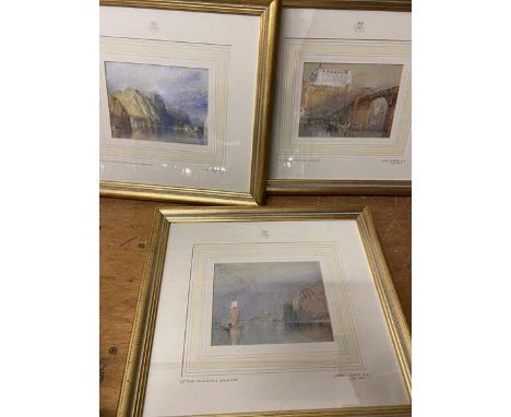 A set of three J M W Turner reproduction prints, published by Lawrence and Turner in association with The Ashmolean Museum Ox