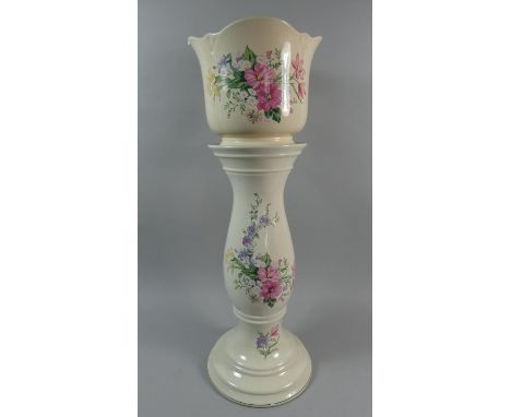 A Royal Winton Ceramic Jardiniere on Stand with Floral Decoration, 64cm High 