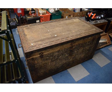 A Large Rectangular Metal Mounted Travelling Trunk, 122cm Wide 