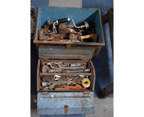 Two Metal Tool Boxes Containing Various Hand Tools 