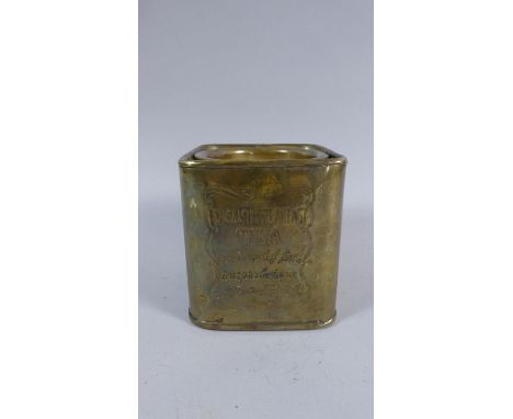A Brass English Breakfast Tea Caddy, 10cm High 