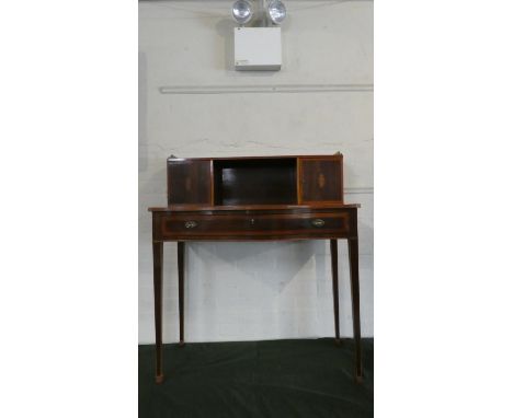 An Edwardian Continental Rosewood Serpentine Front Ladies Writing Desk with Single Long Drawer, Raised Galleried Back with Cu