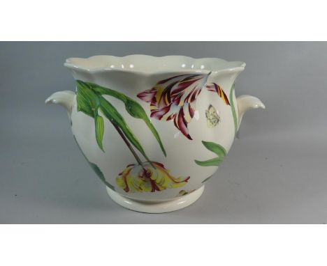 A Spode Floral Haven Two Handled Jardiniere, 25cm High 