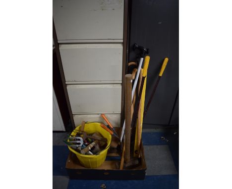 A Box of Various Garden Tools 