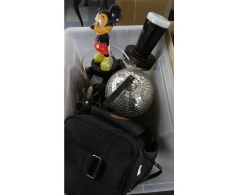 A Box of Sundries to Include Guinness Bar Light, Camcorder etc 
