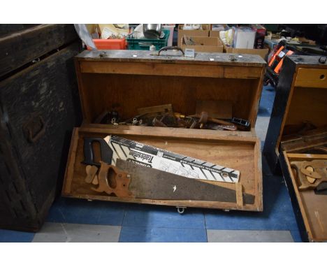 A Carpenters Tool Box Containing Large Quantity of Hand Tools 
