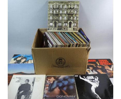 A Collection of 100 LP Records to Include Led Zeppelin, Rolling Stones, Pink Floyd, Bob Dylan, Queen Etc 