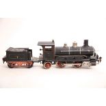 Märklin S 1, D1021 Dampflok mit Tender, Uhrwerk intakt, 1 Stirnlampe fehlt . L45cm Z2