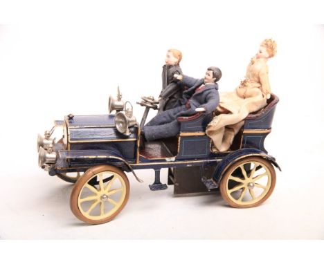Märklin, 5206G Automobile Phaeton ca. 1904 im sehr guten Originalzustand, mit starkem Uhrwerk intakt, sehr guter Lauf mit Han