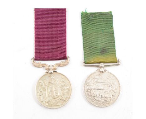 Volunteer Force Long Service Medal, Victoria Regina, 1570 Pte B Whitehead 14/ Middlesex Volunteer Rifle Corps; and an Army Lo