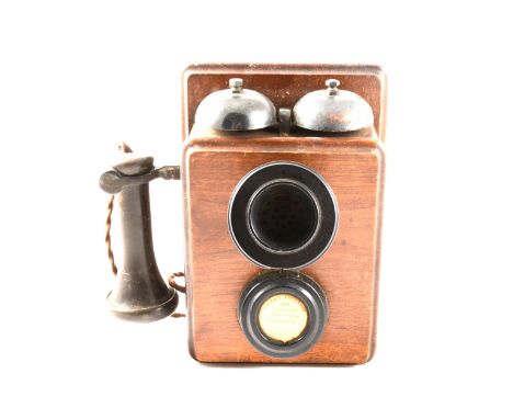 Vintage wall-mounted telephone, and a Yashica camera, (2)
