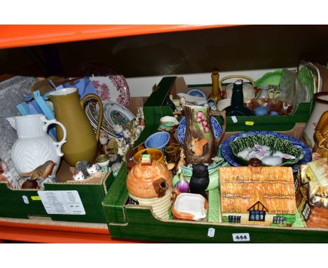 THREE BOXES OF CERAMICS, GLASS AND SUNDRY ITEMS, to include a Copeland Spode's Italian fruit bowl and four side plates, Horns