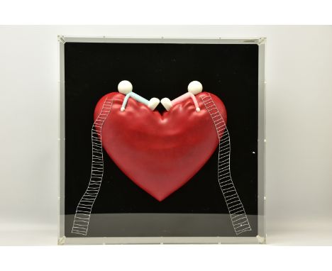 DOUG HYDE (BRITISH 1972) 'HIGH ON LOVE' a sculpture of figures on a love heart, no certificate or edition number, approximate