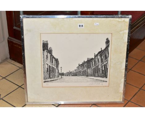 STEWART WALTON (BRITISH 1933) A SIGNED LIMITED EDITION PRINT DEPICTING ROWS OF TERRACED HOUSES, signed and dated '74 to the l
