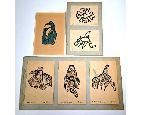 After Bill Reid (1920-1998) - 'Haida Killer Whale', 'Haida Dog Fish' and 'Haida Raven' all mounted an one, signed and dated '