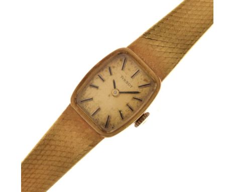 Tissot - Lady's mechanical bracelet watch, stamped '750 18k', gilt rectangular dial, calibré 530-1 movement, numbered 1239608