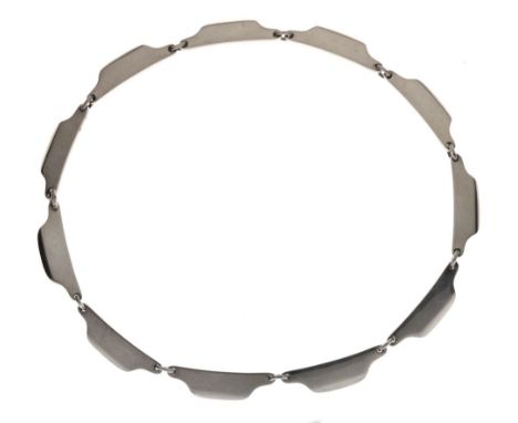 Bent Knudsen - Silver choker necklace, #12, Denmark, 1968, London import marks, stamped 'Bent K', 'Denmark', 'Sterling', and 