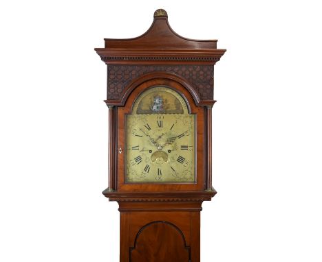 Cornish interest - George III mahogany-cased eight day brass dial longcase clock with rocking ship automaton, Roger Wearne, S