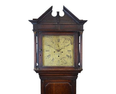 Welsh Interest - George III oak-cased eight day bracket dial longcase clock, Watkin Owen, Llanrwst, the 13-inch square dial w