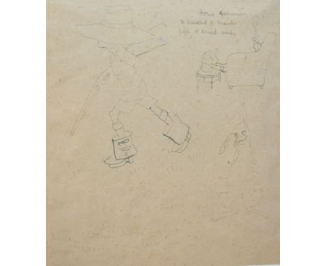 Attributed to Kathleen Hale OBE (1898-2000) - Pen and ink - 'Nik's shooting outfit', being a caricature presumably of her son