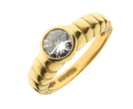 Diamond single stone 18ct gold ring, the brilliant cut of approximately 1 carat estimated, size T, 8.2g gross Condition: The 